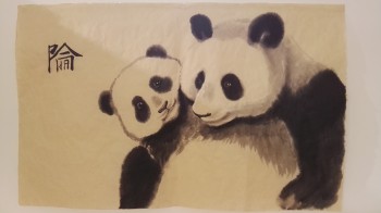 Pandas 2 — 75x45cm Tinte auf Reispapier 2019