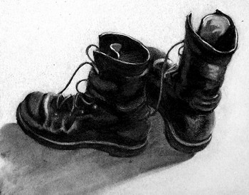 Stiefel — 26x22cm Kohle auf Kraftpapier 2010