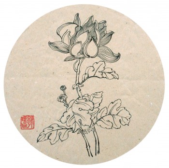 Chrysantheme — ∅25cm Tinte auf Kraftpapier 2014