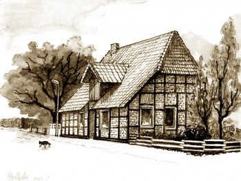 Mein Haus — 15x10cm Tinte auf Papier 2011