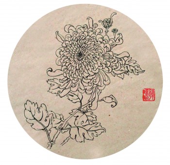 Chrysantheme — ∅21cm Tinte auf Kraftpapier 2014