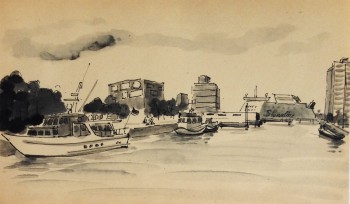 Kieler Hafen (1) — 12x19cm Tinte auf Papier 2013