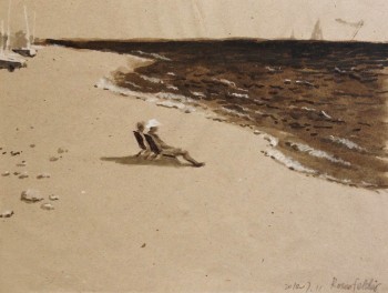 Freiheit am Strand — 17x22cm Kohle auf Kraftpapier 2010