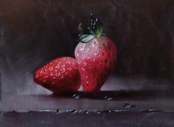 Erdbeeren [verkauft] — 15x11cm Öl auf Leinwand 2016