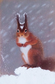 Schneeeichhörnchen [verkauft] — 19x29cm Pastell auf Kraftpapier 2016