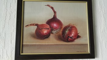 Zwiebeln — 25x19cm Öl auf Holz 2017