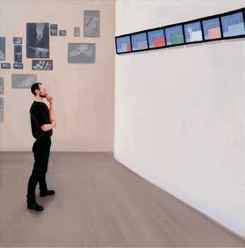 Ein Mann betrachtet Kunst (2) — 30x30cm Öl auf Leinwand 2011