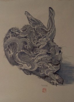 Im Herzen verbunden (2) [nicht zu verkaufen] — 35x48cm Tinte auf Kraftpapier 2016