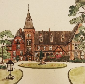 Schloss Skizze — 25x25cm Tinte, Aquarell auf Papier 2017
