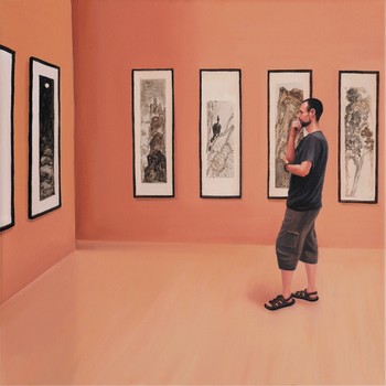 Ein Mann betrachtet Kunst (1) — 30x30cm Öl auf Leinwand 2011