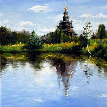 Eine russische Kirche — 30x30cm Öl auf Leinwand 2010