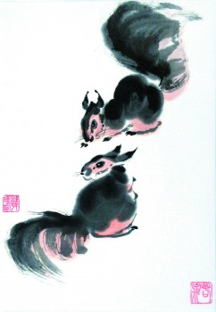 Eichhörnchen — 25x35cm Tinte auf Reispapier 2014