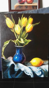 Tulpen mit Zitrone — 30x40cm Öl auf Leinwand 2016