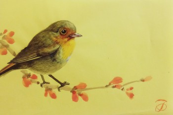Frühlingsvogel — 15x10cm Tinte auf Papier 2016