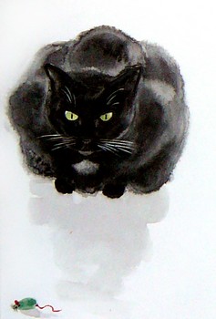 Katz' und Maus [verkauft] — 9x14cm Aquarell auf Papier 2010