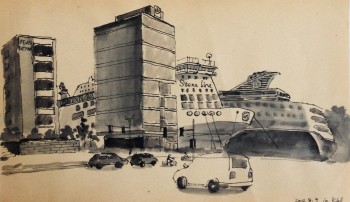 Kieler Hafen (2) — 12x19cm Tinte auf Papier 2013
