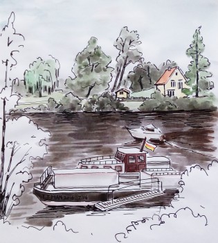 An der Weser — 18x20cm Tinte auf Papier 2016