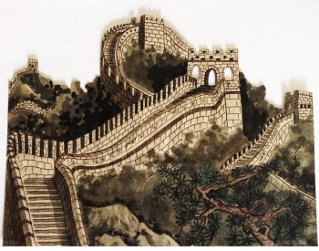 Lichtbild - Chinesische Mauer — 23x17cm Tinte auf Kraftpapier 2015