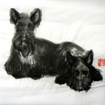 Olivia & Tamina — 30x30cm Tinte auf Reispapier 2011