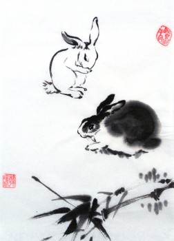 Kaninchen [verkauft] — 25x35cm Tinte auf Reispapier 2014