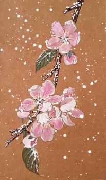 Apfelblüte im Schnee — 13x22cm Acryl auf Karton 2016