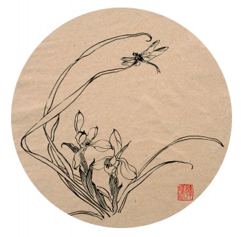 Orchidee — ∅25cm Tinte auf Kraftpapier 2014