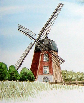 Windmühle (2) — 11x13cm Tinte, Aquarell auf Papier 2010